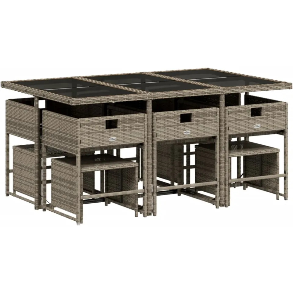 vidaXL 11-delige tuinset met kussens, grijs polyrotan, foto 4
