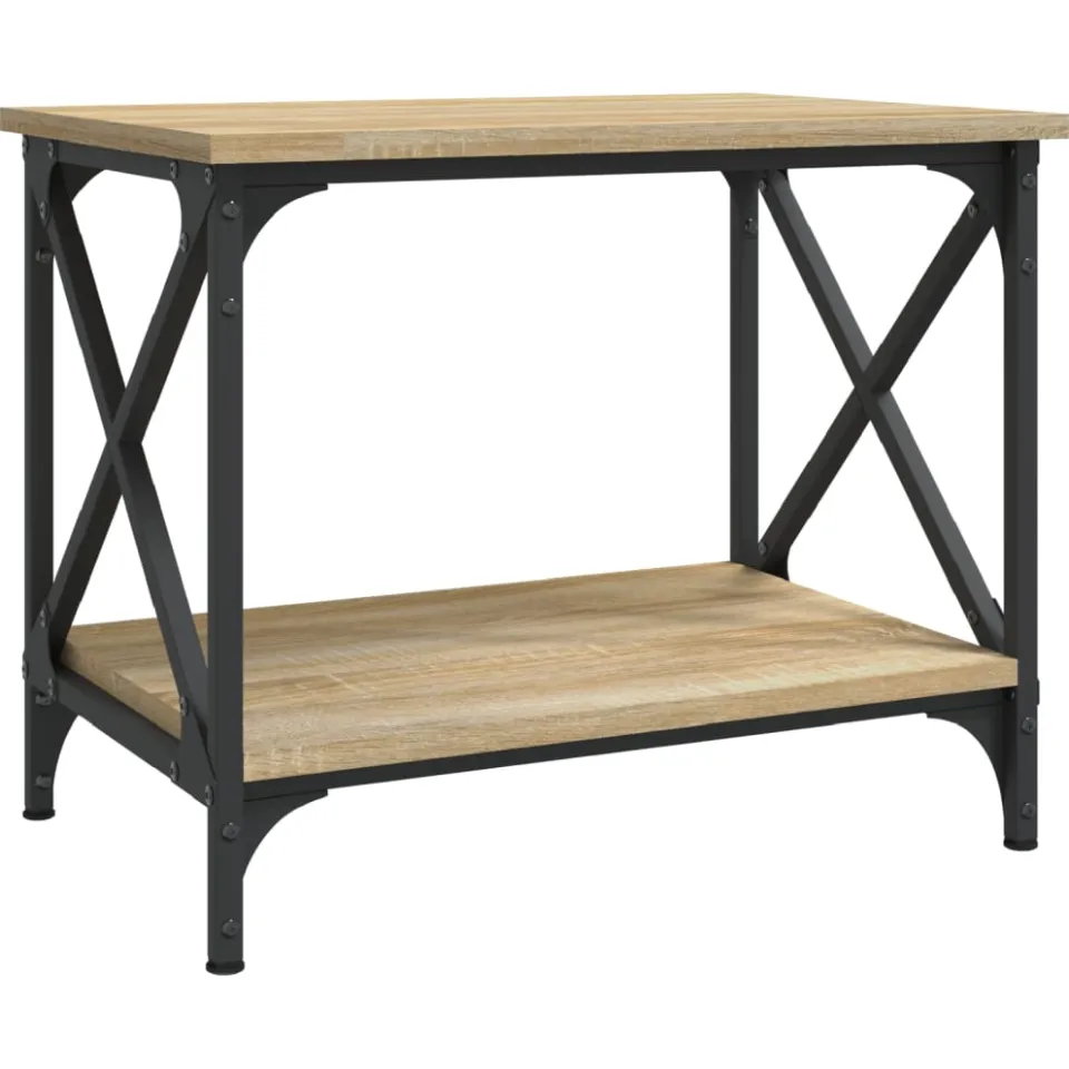 vidaXL Bijzettafel 55x38x45 cm bewerkt hout sonoma eikenkleurig Bruin