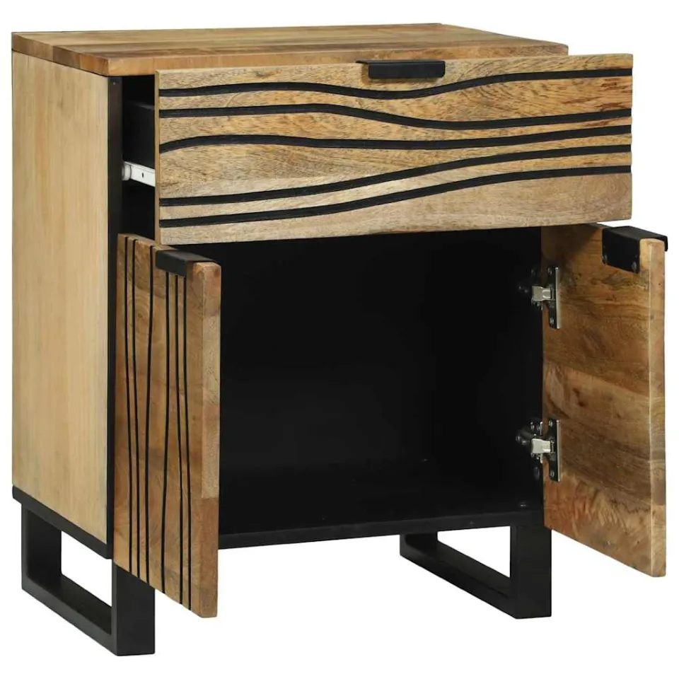 vidaXL Nachtkastje Naturel 50 x 33 x 60 cm Bewerkt hout, foto 2