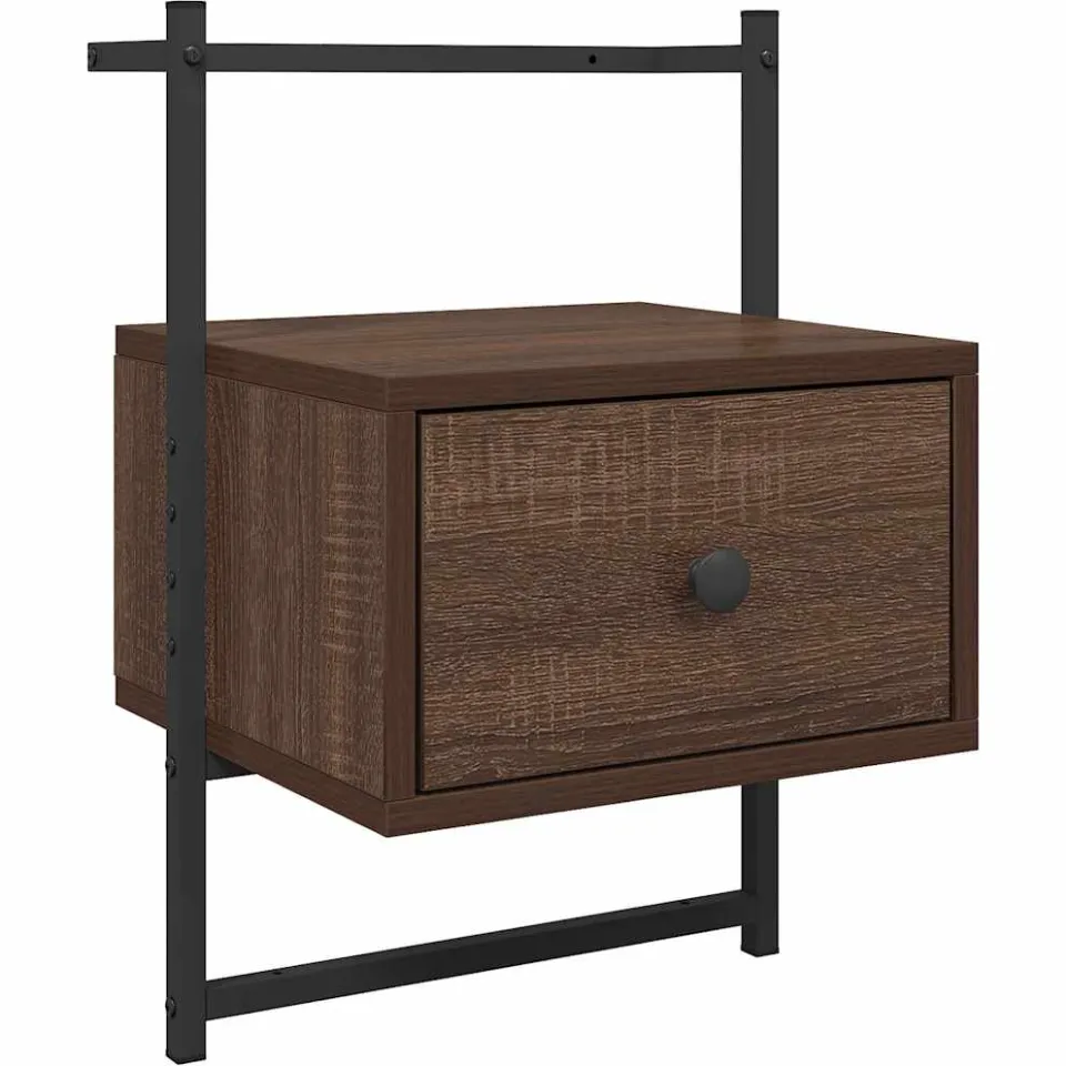vidaXL Nachtkastjes 2 st wandgemonteerd 35x30x51 cm hout bruineiken, foto 4