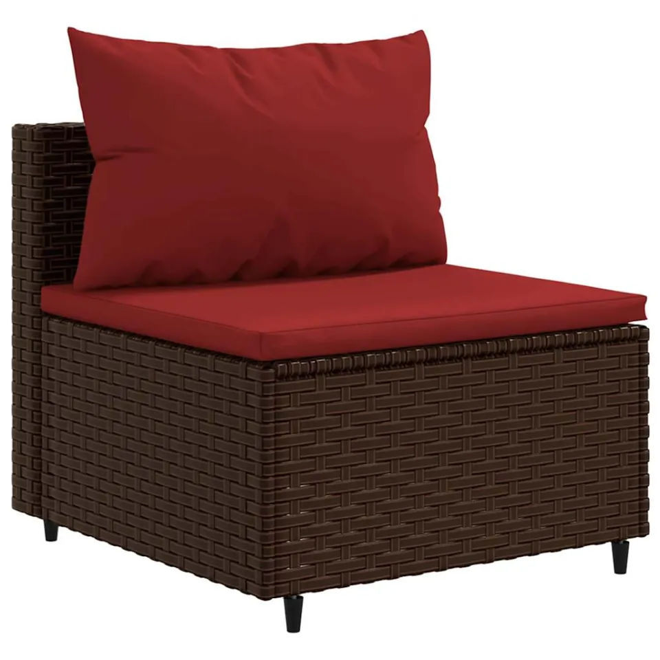 vidaXL 9-delige Loungeset met kussens poly rattan bruin, foto 4