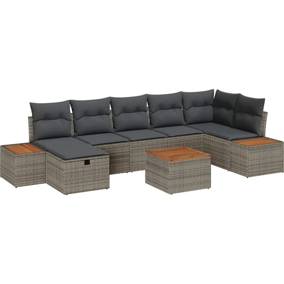vidaXL Tuin Sofa Set 8 st Grijs poly rattan
