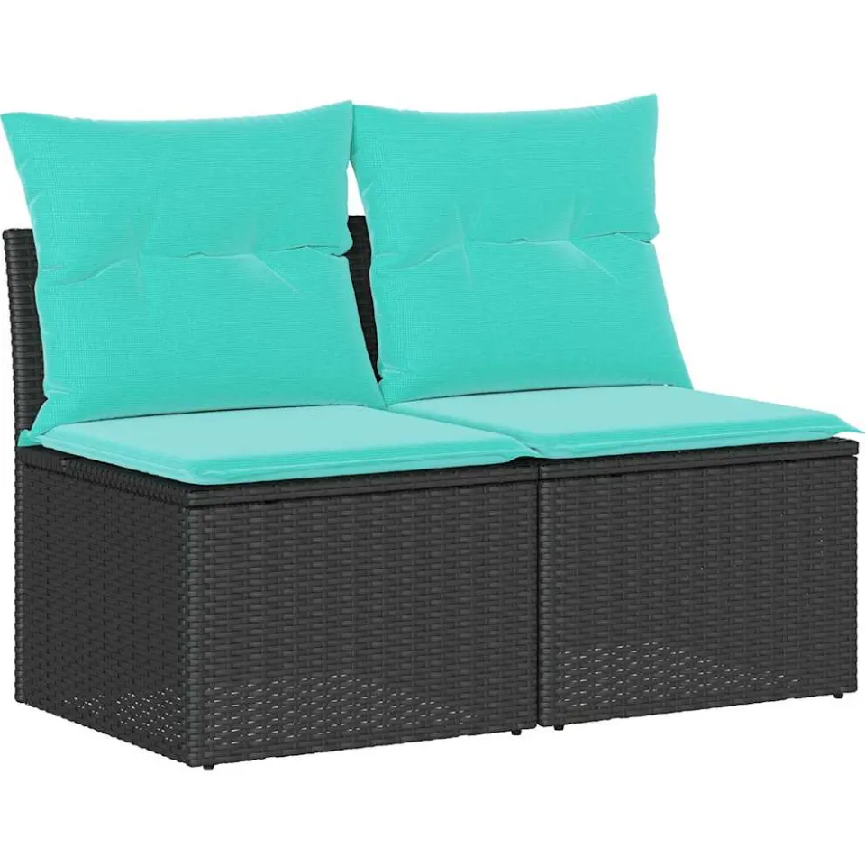 vidaXL 2-delige Loungeset met kussens poly rattan acacia zwart