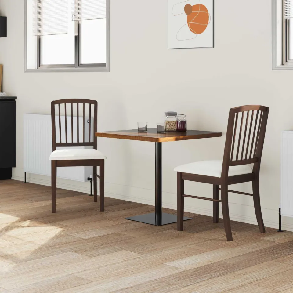 vidaXL Eettafelstoelen 2 st Massief Rubberhout Licht Bruin, foto 3