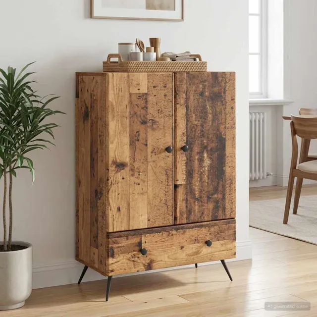 vidaXL Dressoir Oud hout 66 x 34,5 x 95 cm Bewerkt hout Bruin