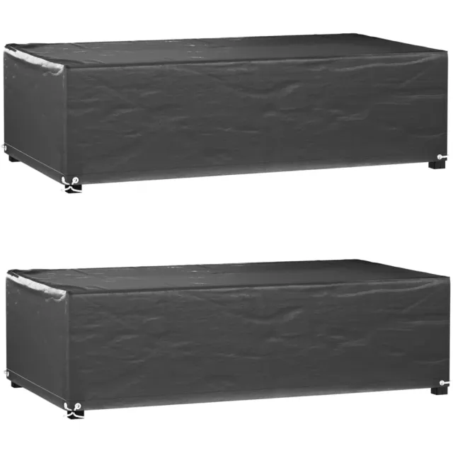 vidaXL Tuinmeubelhoezen 2 st 8 oogjes rechthoekig 125x70x35 cm Zwart