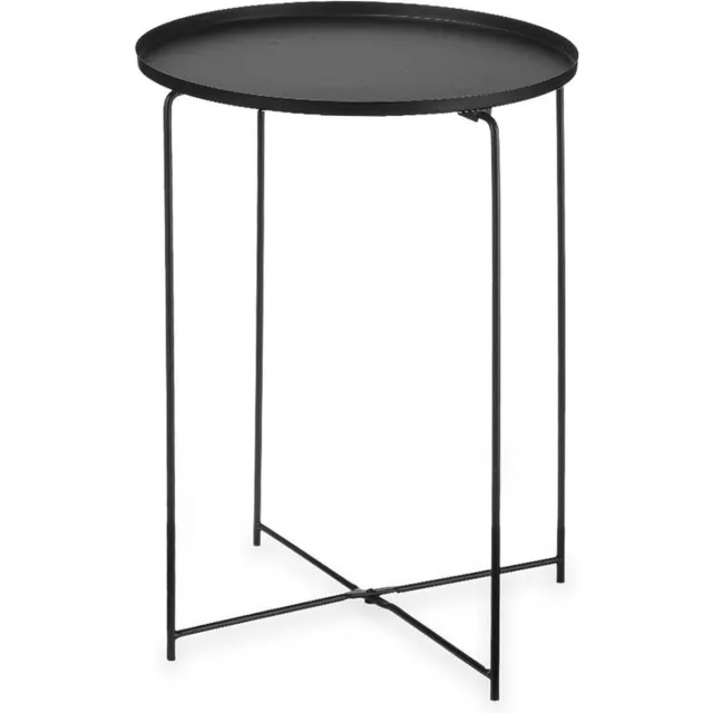 Giftdecor Bijzettafel/salontafel/koffietafel - Bombay - zwart - metaal - rond - D35 cm x H50 cm