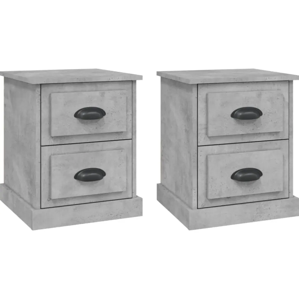 vidaXL Nachtkastjes 2 st 39x39x47,5 cm bewerkt hout betongrijs
