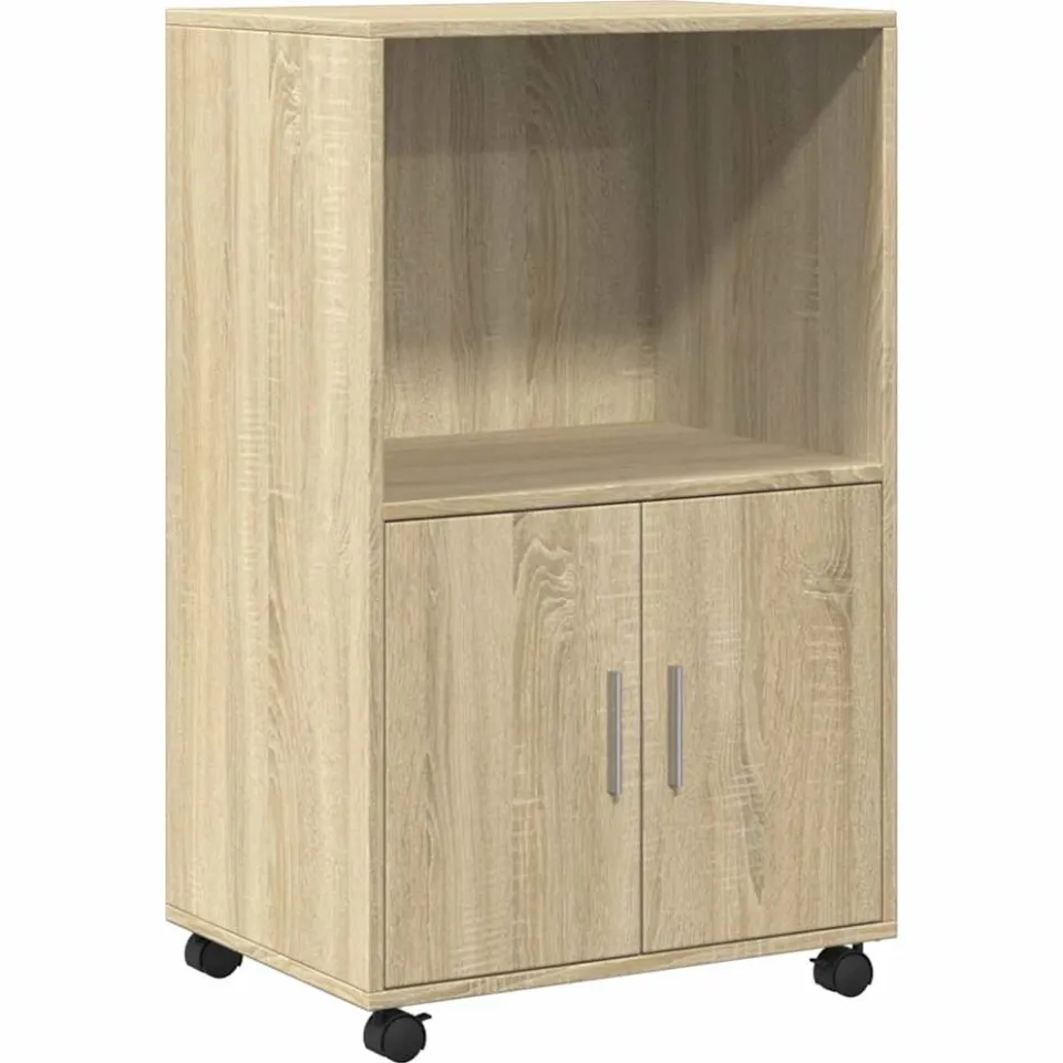 vidaXL Rolkast 55x40x91 cm bewerkt hout sonoma eikenkleurig, foto 3