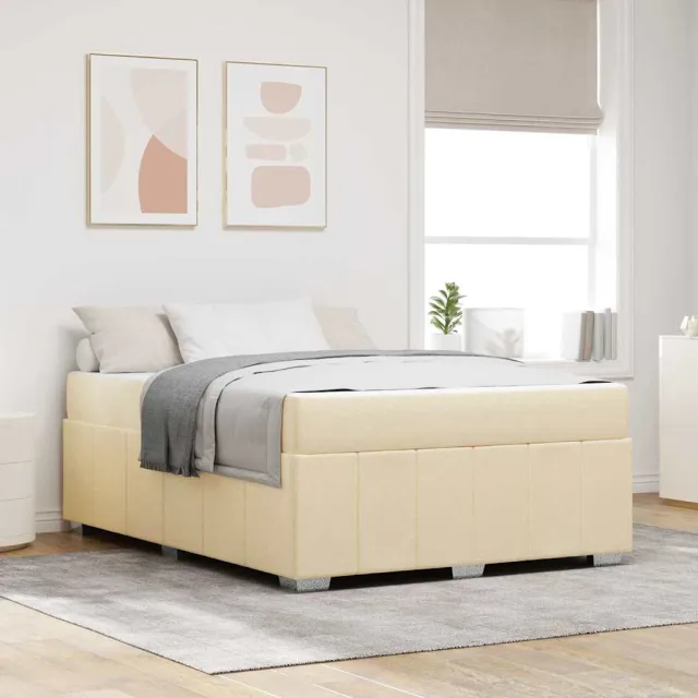 vidaXL Bedframe met matras Crème 160 x 200 cm Stof
