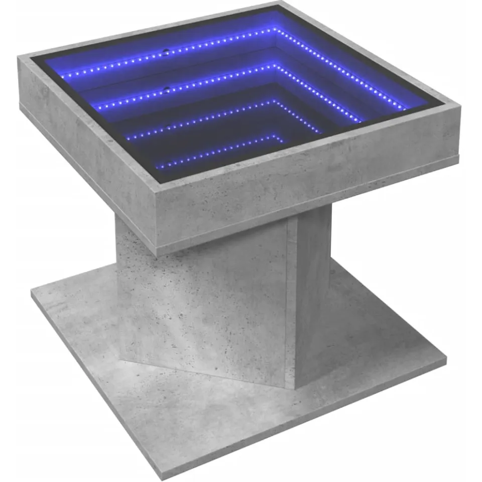 vidaXL Salontafel met LED 50x50x45 cm bewerkt hout betongrijs