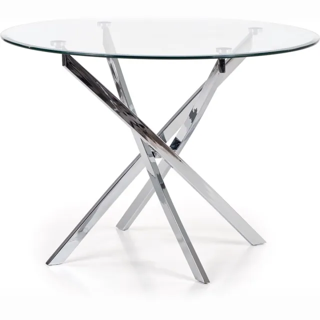 home style Glazen Eettafel Raymond 100 Cm Breed Chrome Transparant