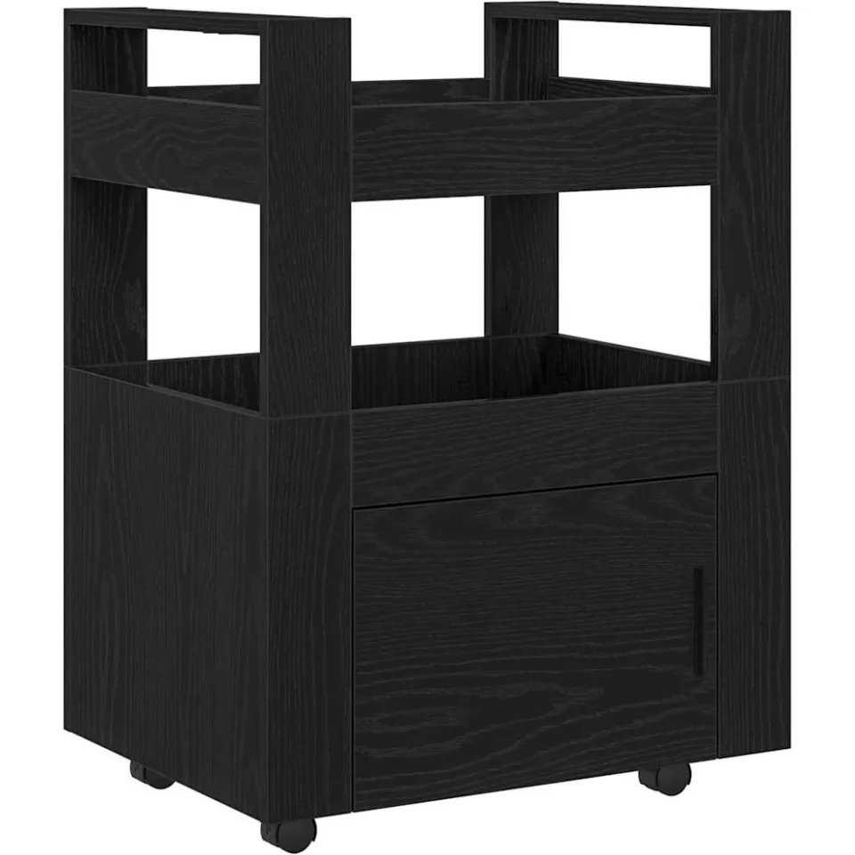 vidaXL Keuken Trolley Zwart eiken 60 x 45 x 80 cm Bewerkt hout, foto 3
