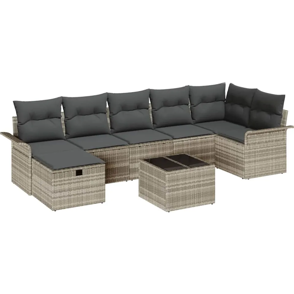 vidaXL Tuin Sofa Set 8 st Poly riet Zwart