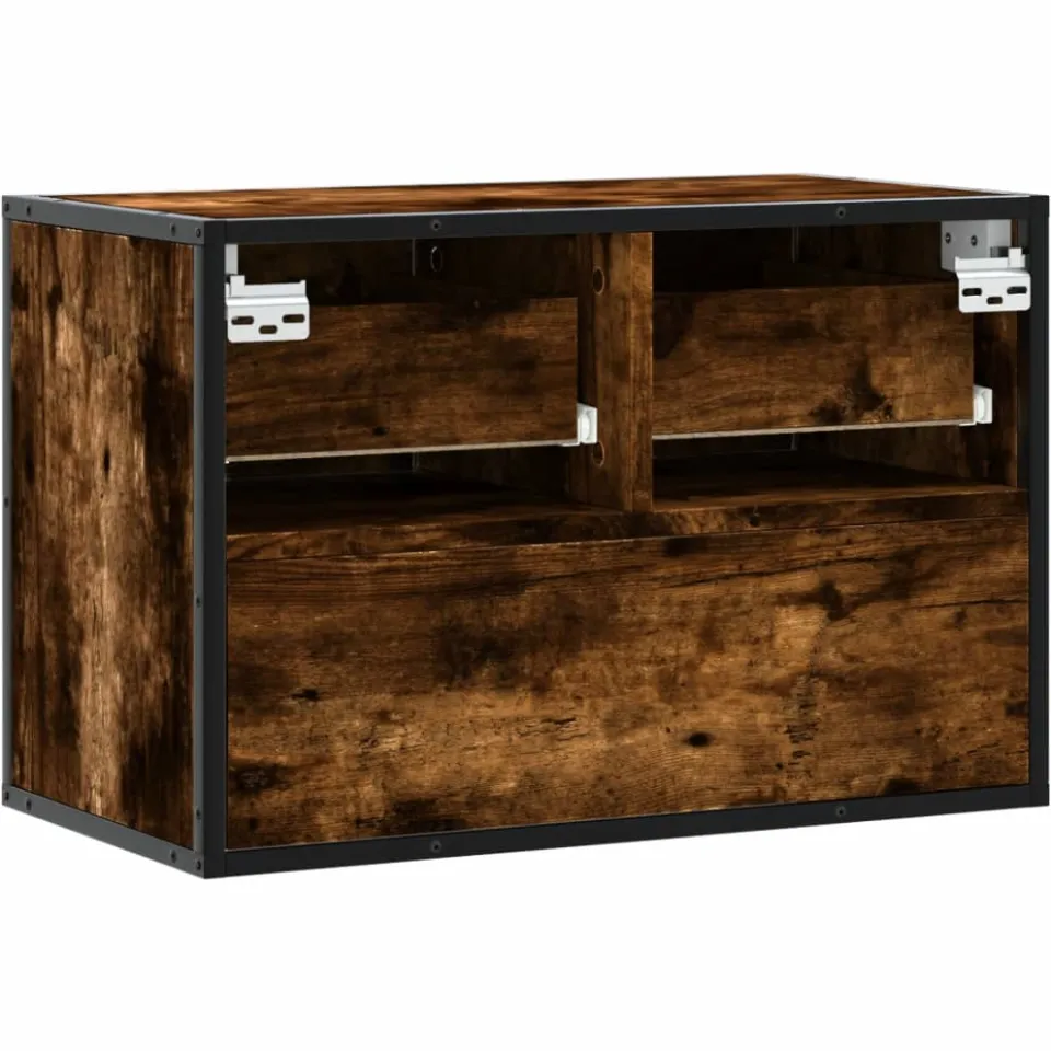 vidaXL Tv-meubel 60x31x39,5 cm bewerkt hout metaal gerookt eikenkleur, foto 4