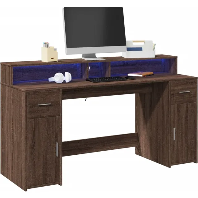 vidaXL Bureau Bruin eiken 160 x 55 x 91 cm Engineered wood, foto 2
