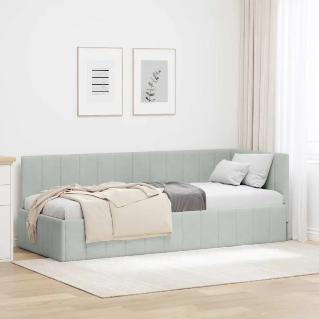 vidaXL Hoekbedframe Lichtgrijs 80 x 200 cm fluweel