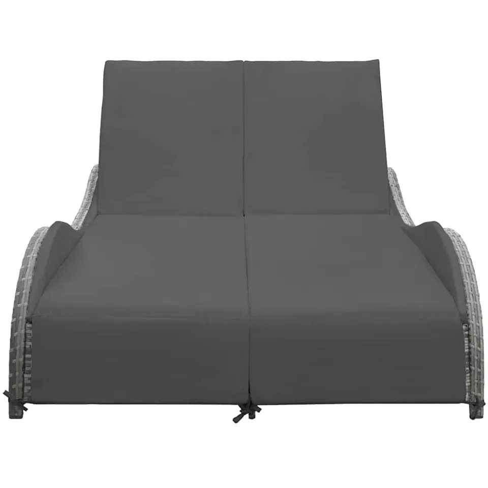 vidaXL Ligbed tweepersoons met kussen poly rattan antraciet, foto 2