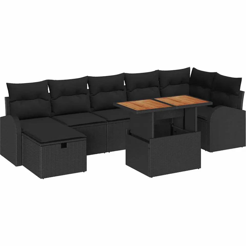 vidaXL Tuin Sofa Set 8 st Zwart poly rattan
