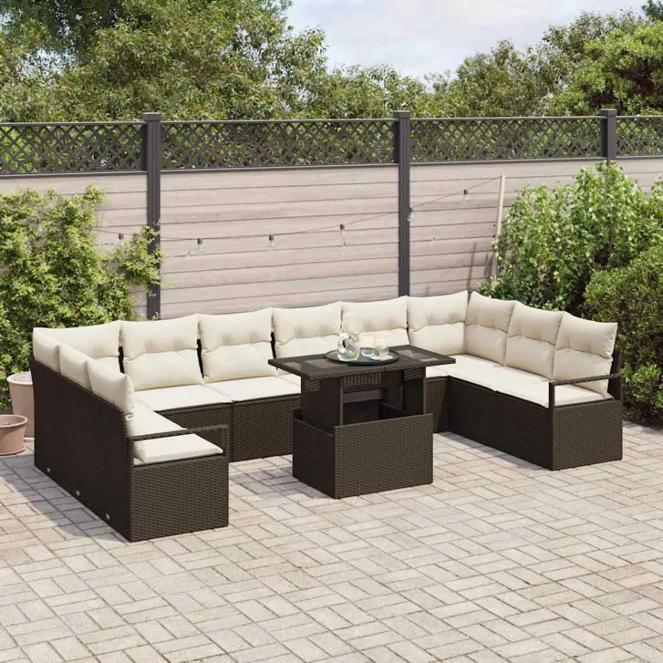 vidaXL Tuin Sofa Set 11 st Bruin poly rattan