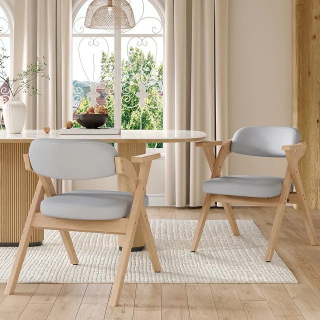Clruro Eetkamerstoel - 2 Stuks - Vouwbare Essstoel Uit Massief Hout - Comfortabel En Ademend - Modern Design - Linnen - Grijs