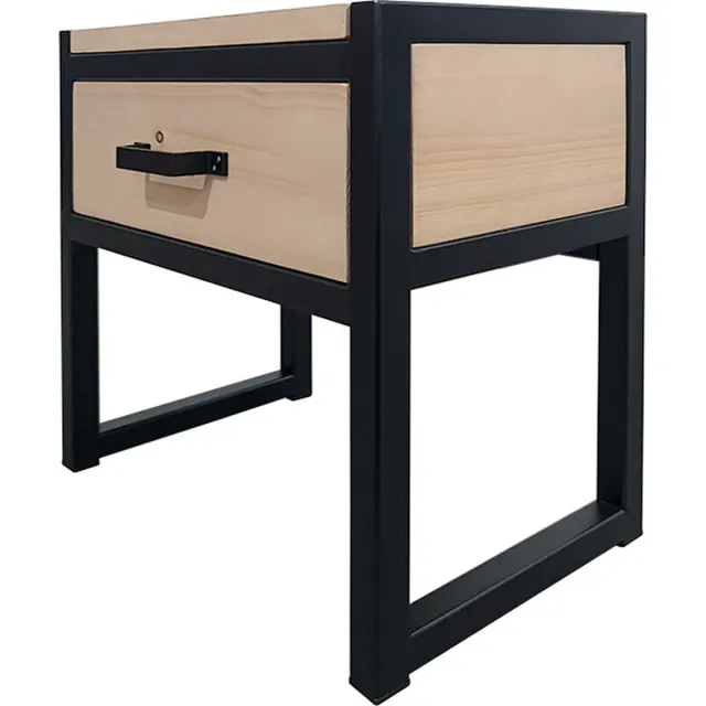 Wibema Meubelen Industrieel Nachtkastje "Vida" - 60 x 30 x 55 cm - Hout en Staal - Handgemaakt Hout: Kleur naar keuze (zie foto)