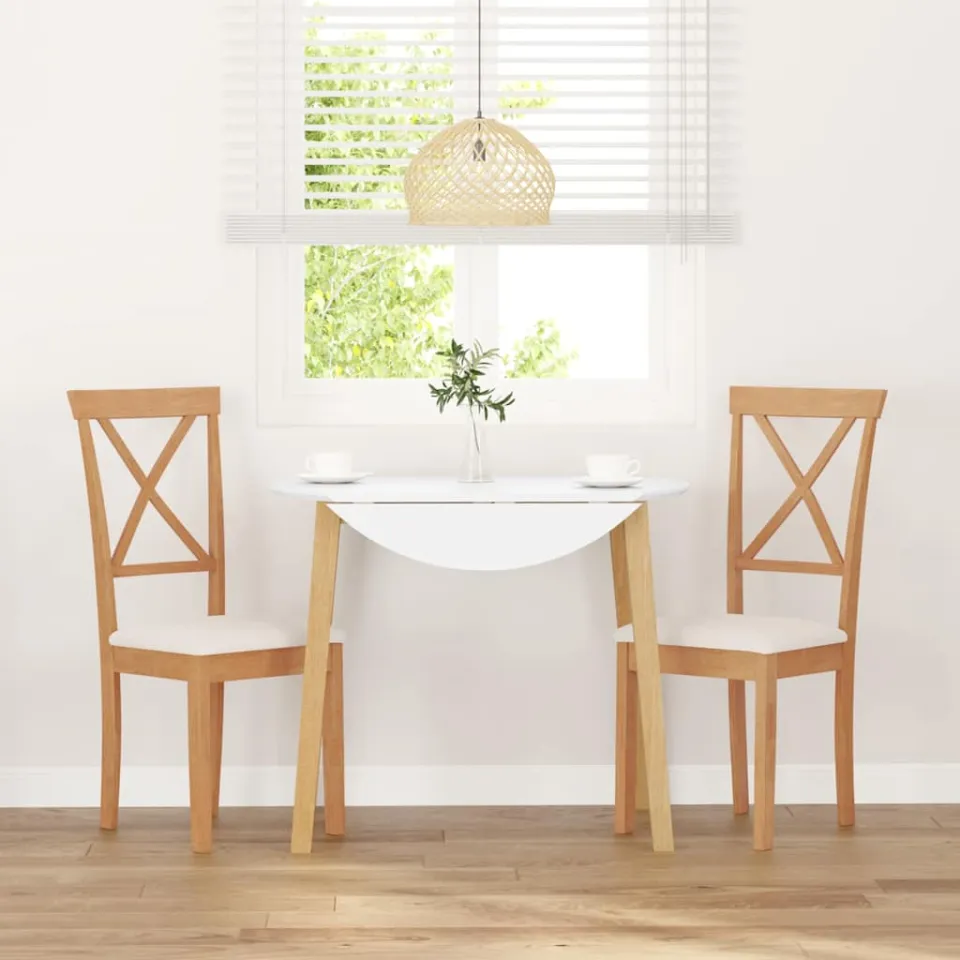 vidaXL Eetkamerstoelen met kussens 2 st massief hout rubber bruin, foto 3