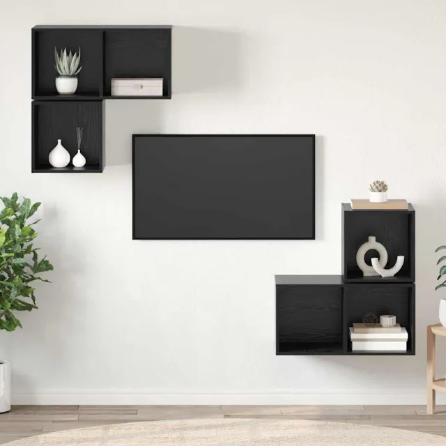 vidaXL Tv-meubelset 4 st 37 x 37 x 72 cm Zwart Eiken, foto 2