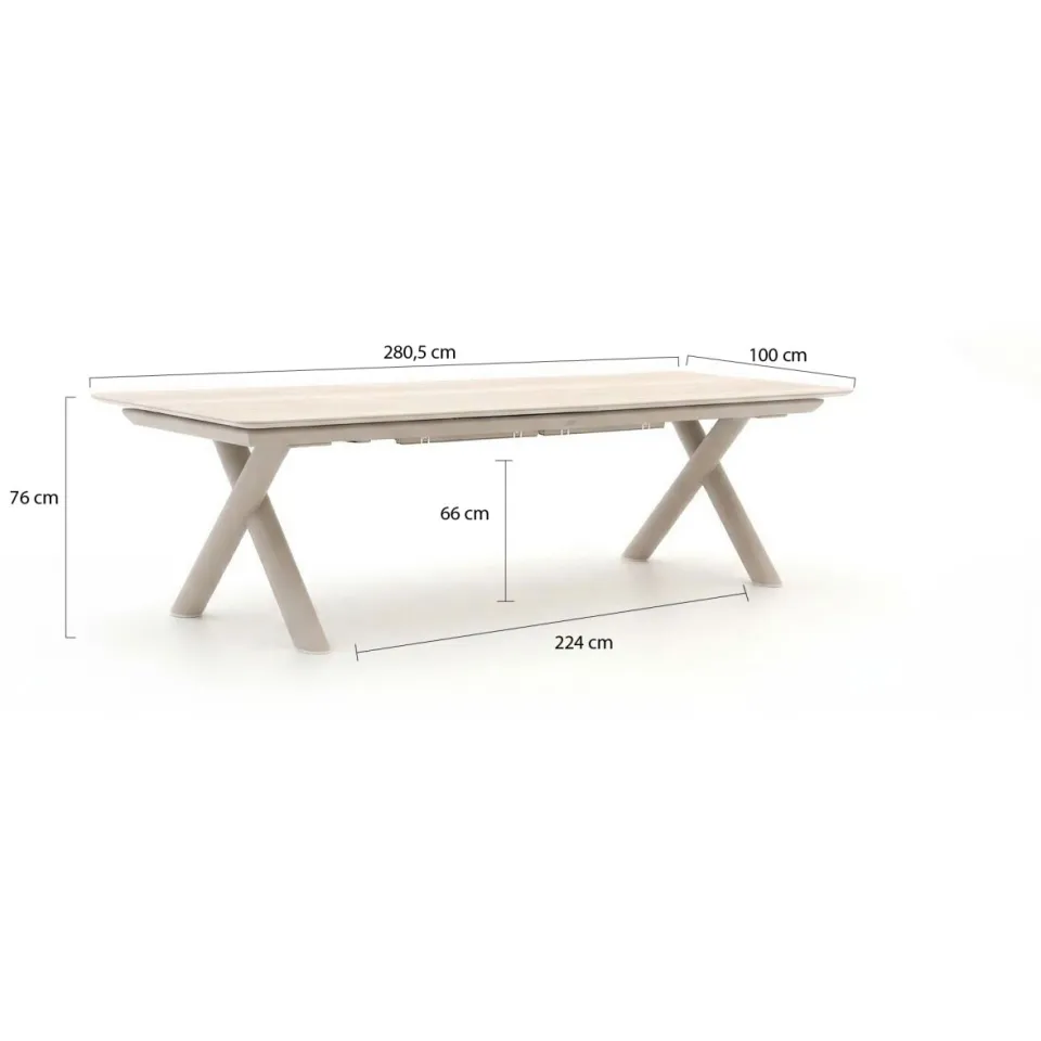 Bellagio tuinmeubelen Bellagio Citadella dining tuintafel uitschuifbaar 280/340/400x100x76cm taupe, foto 3