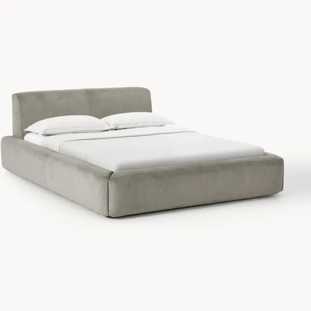 Westwing Collection Gestoffeerd bed Melva met opbergruimte grijs
