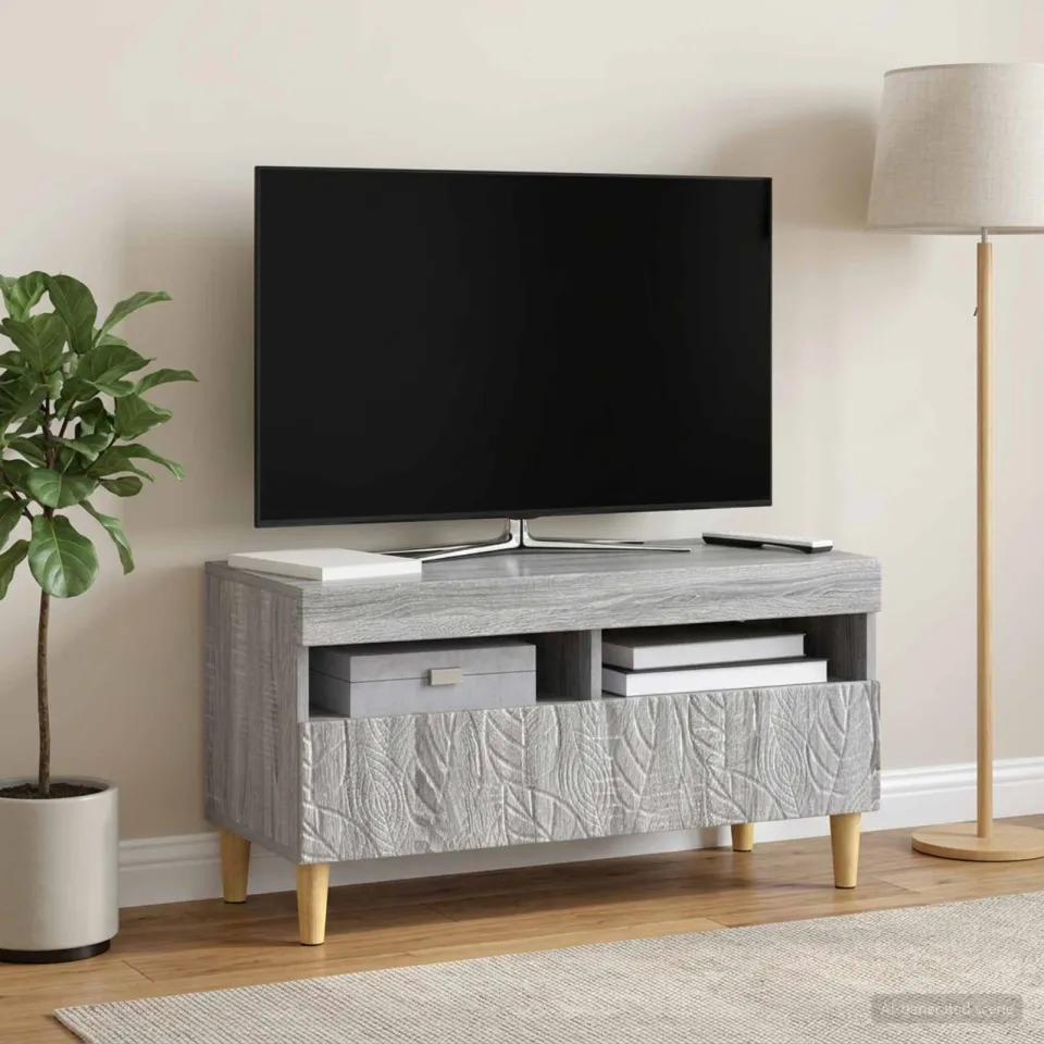 vidaXL LED tv-meubel Grijs Sonoma Bewerkt hout, foto 4