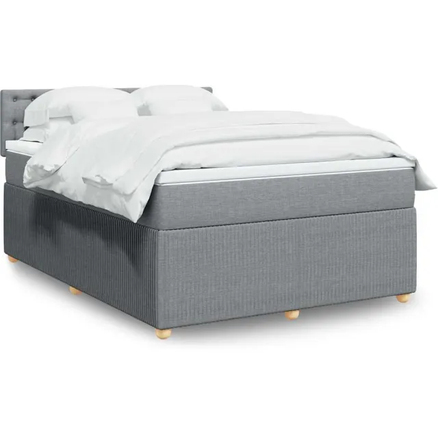 vidaXL Boxspring met matras stof lichtgrijs 140x200 cm grijs