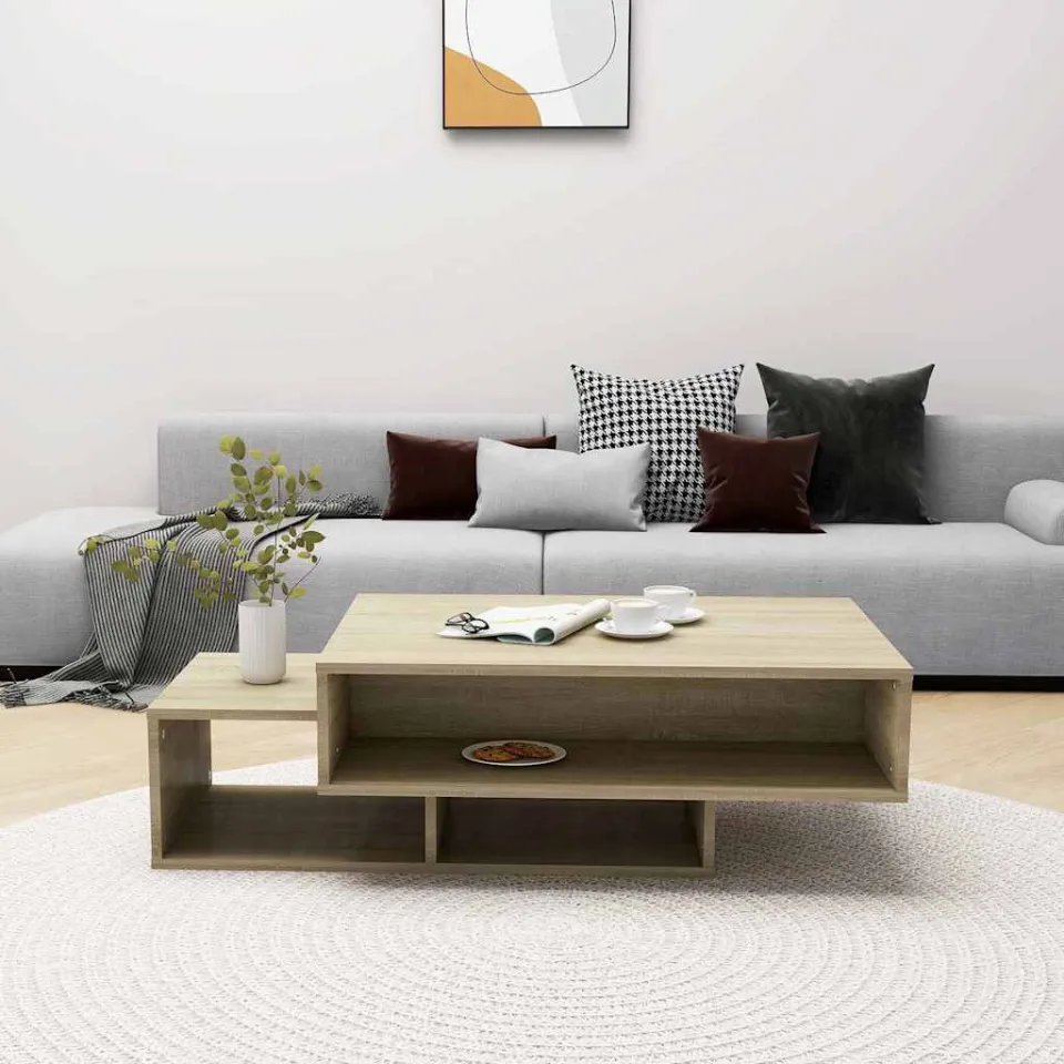 vidaXL Salontafel 105x55x32 cm bewerkt hout sonoma eikenkleurig Bruin