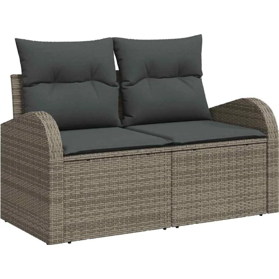 vidaXL Tuin Sofa Set 11 st Grijs Poly riet, foto 4