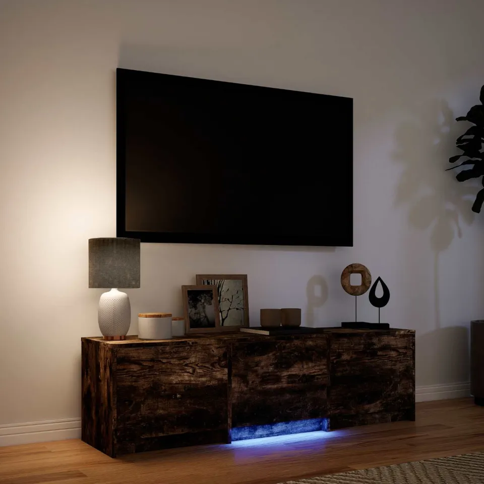 vidaXL TV-kast met LED 140 x 34 x 40 cm Gerookt eiken, foto 4