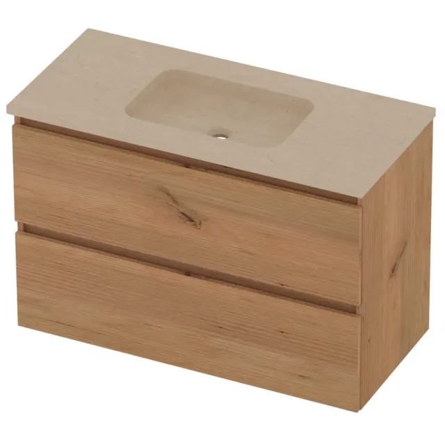 Basic-Line Rocky 46 Badmeubelset Hardsteen 100x46x62 cm Whisky Oak Sand Stone Beige