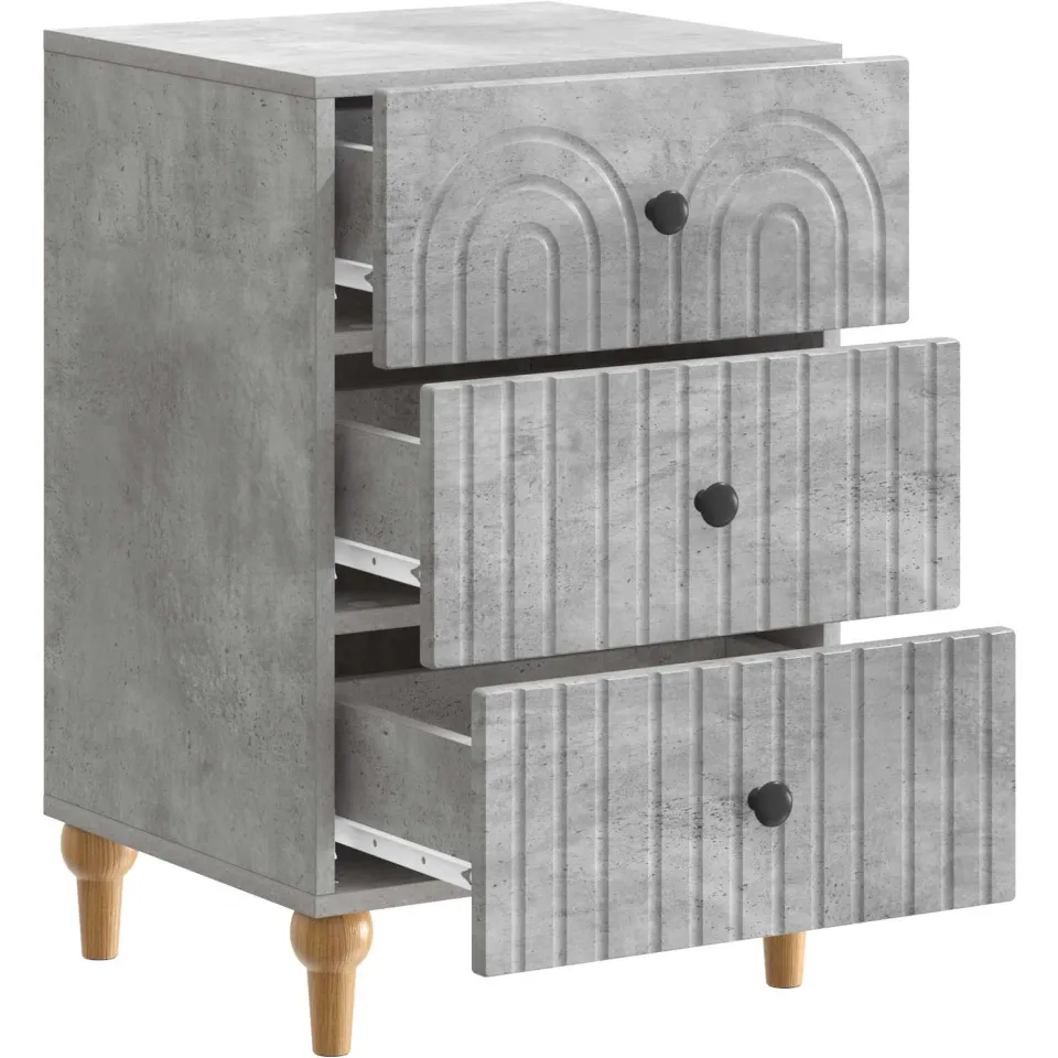 vidaXL Nachtkastje Betongrijs 43x 41 x 66,5 cm Bewerkt hout grijs, foto 3