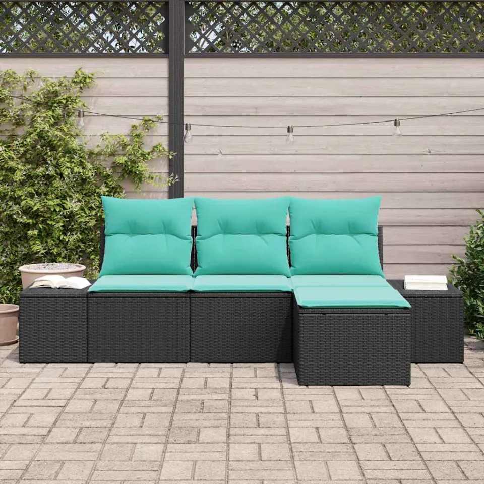vidaXL Bankstel 4 st Zwart [Synthetisch]: Poly Rattan, foto 3