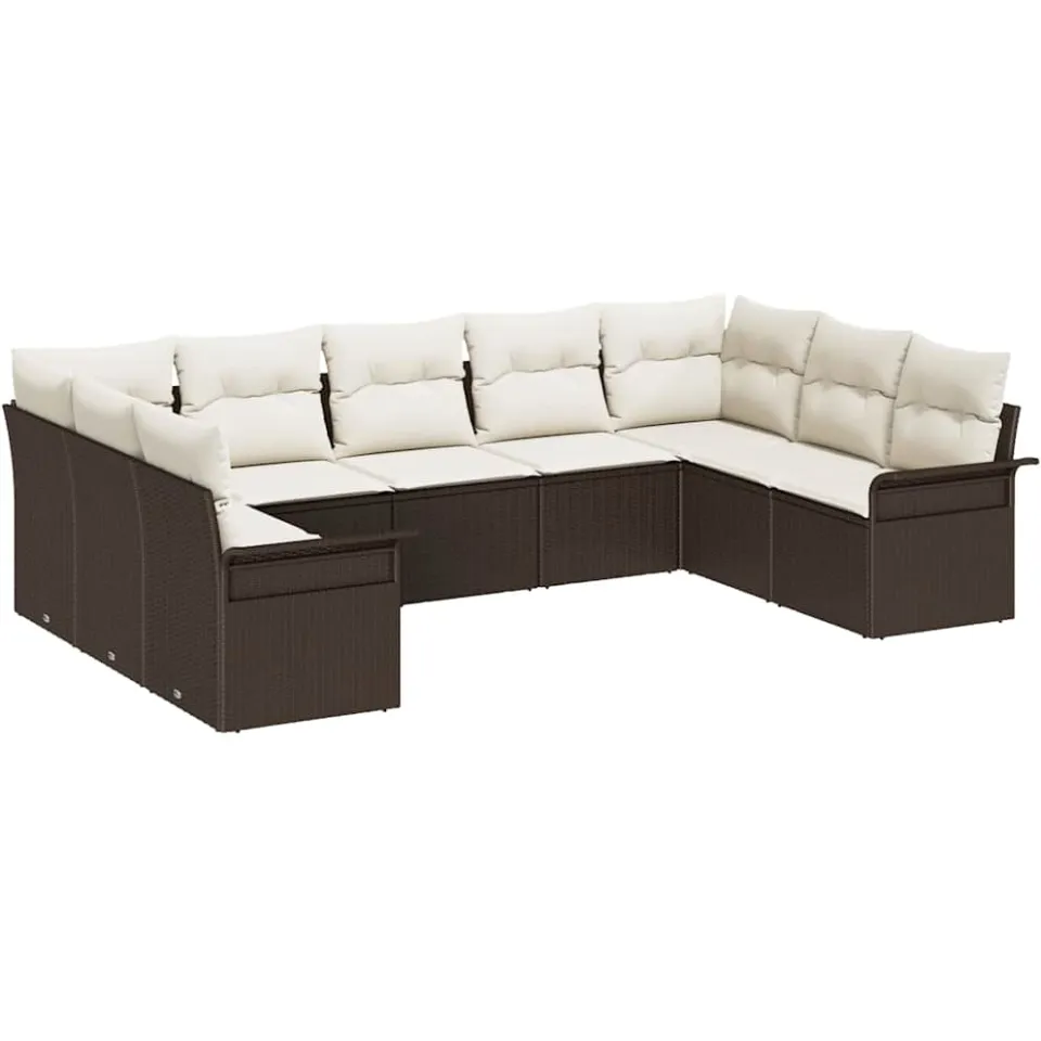vidaXL Tuin Sofa Set 9 st Bruin poly rattan, foto 4