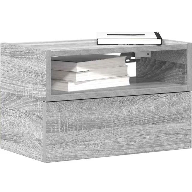 vidaXL Nachtkastje wandgemonteerd 45x26x28,5cm grijs sonoma eikenkleur