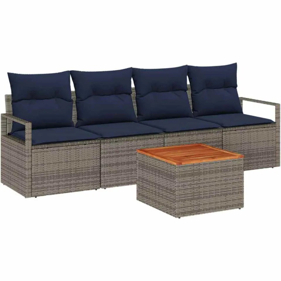vidaXL Tuinbankenset 5 st Grijs poly rattan