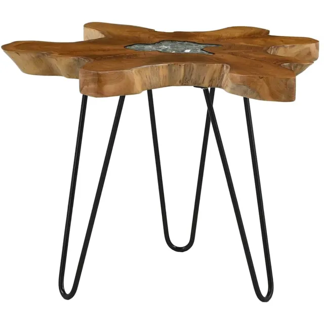 vidaXL Salontafel 70x45 cm massief teakhout en polyresin Meerkleurig