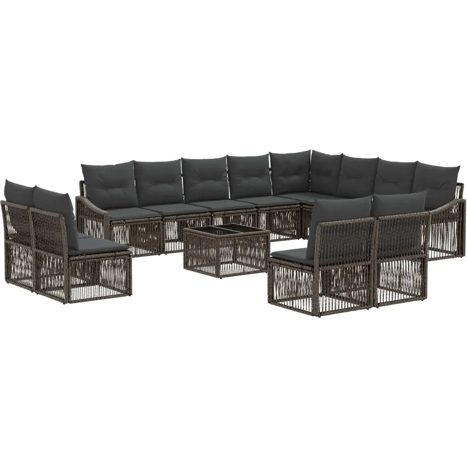 vidaXL Tuinbankenset 13 st Grijs poly rattan, foto 3