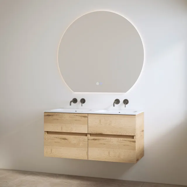 Best Design Duo Wastafel zonder Kraangaten met Onderkast Best Design Bora 120 cm Halifax Hout