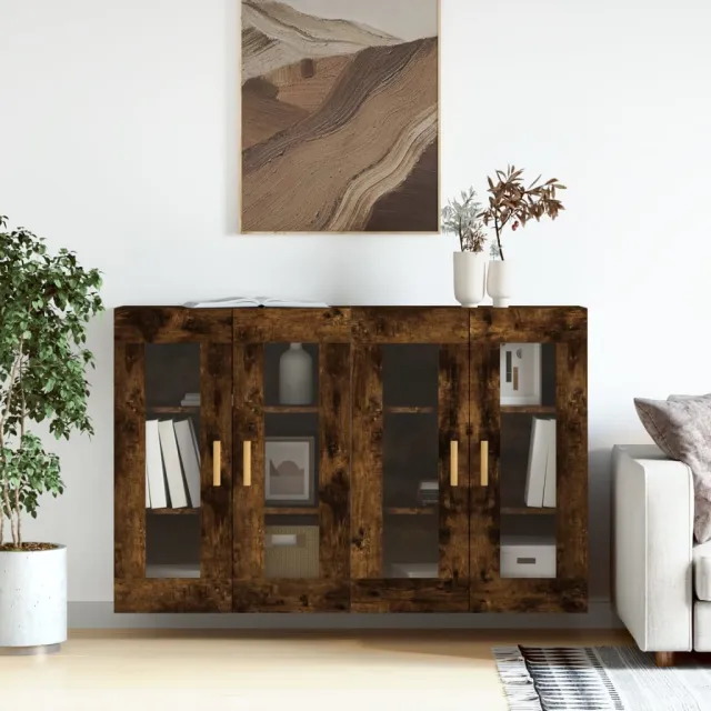 vidaXL Hangkasten 2 st bewerkt hout gerookt eikenkleurig Bruin