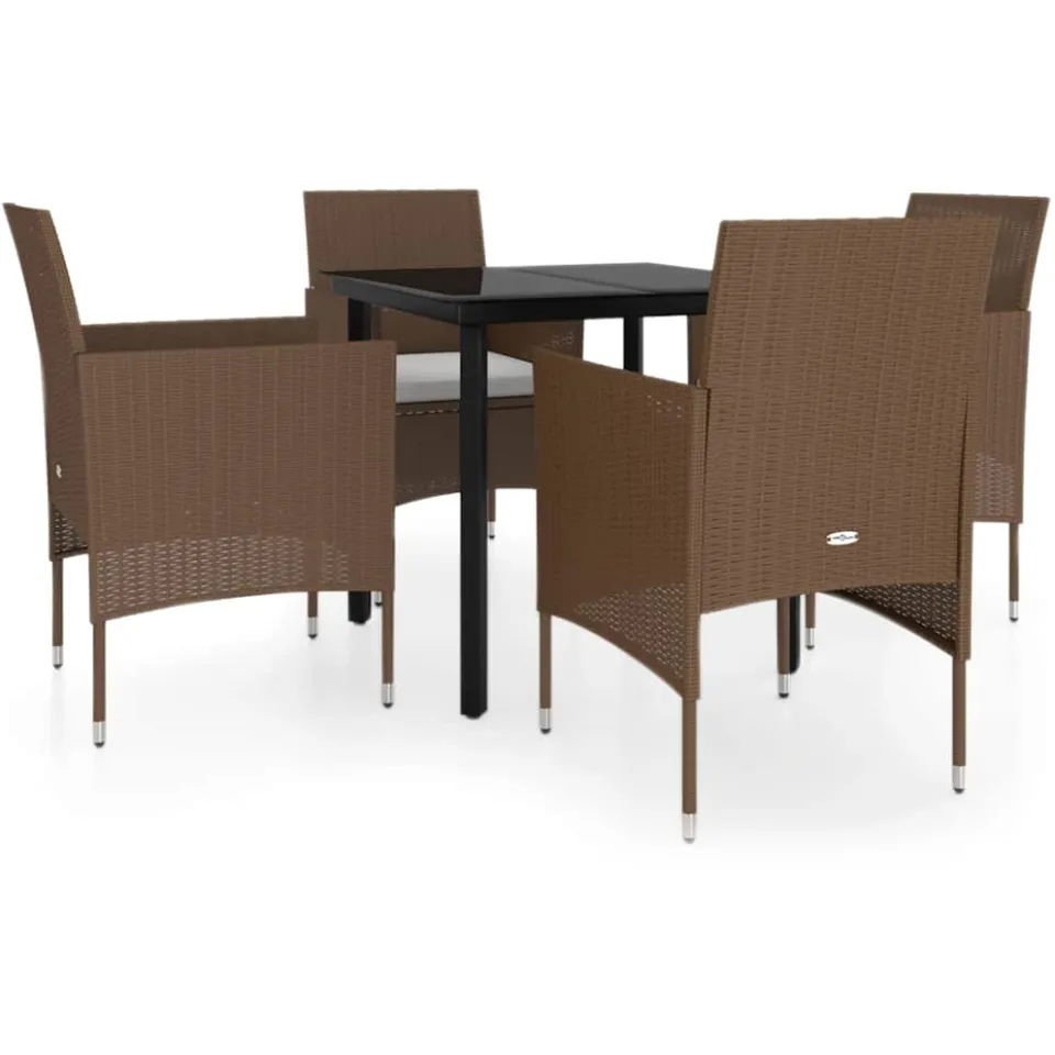 vidaXL 5-delige Tuinset met kussens bruin en zwart, foto 3