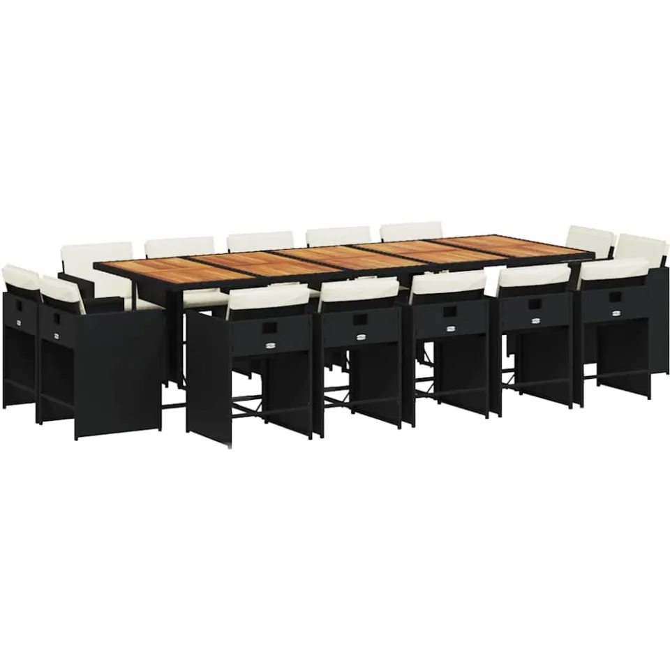 vidaXL 15-delige Tuinset met kussens poly rattan zwart, foto 3