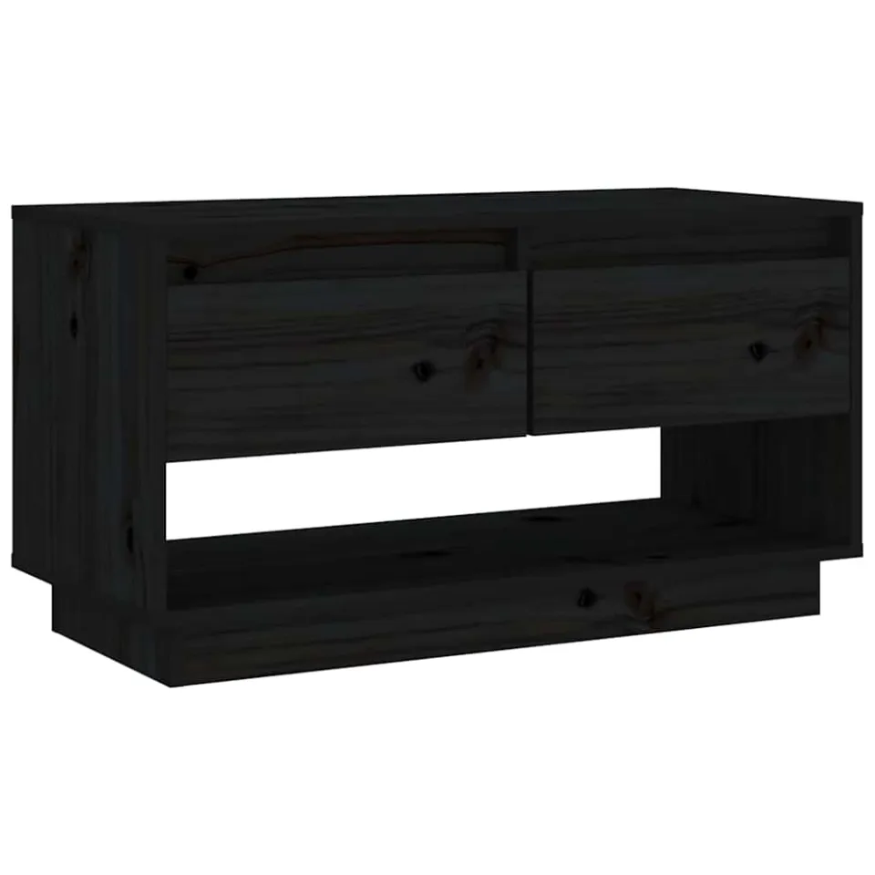 vidaXL Tv-meubel 74x34x40 cm massief grenenhout zwart