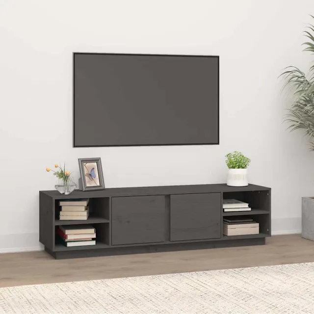 vidaXL Tv-meubel 156x40x40 cm massief grenenhout grijs, foto 2