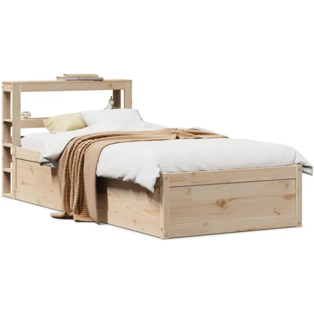 vidaXL Bedframe met hoofdbord massief grenenhout 75x190 cm bruin